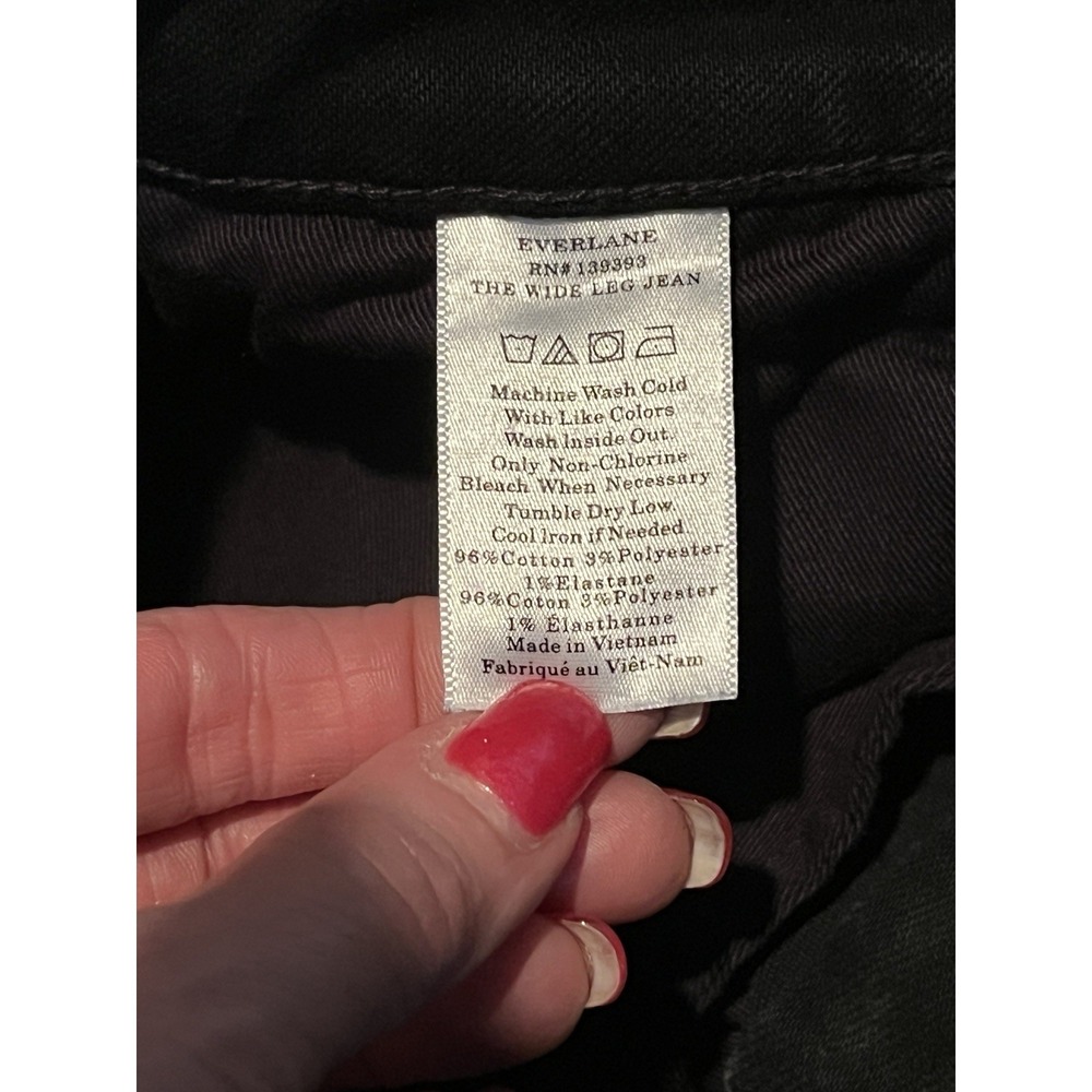 Everlane The Wide Leg Crop Jean Black High Rise Button Fly Raw Hem Stretch 26 - Picture 12 of 12